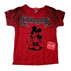 Civil Regime Disney Cobweb Mickey Baby Tee Women Medium Red Graphic Short Sleeve